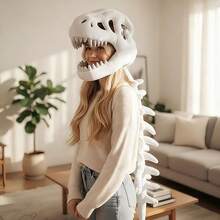 Dinosaur Skeleton Head Cap, Plush Bone Skull Hat, Creative Animal Novelty Gag Gift For Teenagers - Dinosaur Skeleton (vacuum Compressed) - View 9