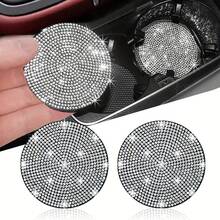 2pcs Shiny Car Cup Holder Coasters, Non-Slip Universal Fashion Car Cup Mats, Inlaid With Sparkling Crystal Rhinestones, Car Interior Accessories, Suitable For Women - A - View 8