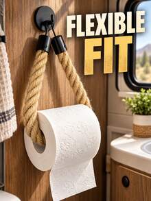 Bohemian Style Rope Toilet Paper Holder, Portable Toilet Paper Roll Dispenser, Unisex Wall-Mounted Towel Rack, Suitable For Commercial Space, Living Room, Home, Bathroom, Kitchen, Bedroom, Office, Room Decor, Desktop, Cruise, Wedding, Apartment Furniture Essential Accessory - Multicolor - View 9