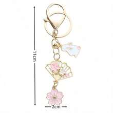 1 buah Gantungan Kunci Desain Kipas Bunga Sakura Lucu dan Manis dari Paduan Seng, Feminin & Segar, Hadiah Aksesori - MultiWarna - View 4