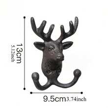 1pc Hook - Wall Hook, Vintage Deer Horn Wall Hook - Country Style Double Hook Coat Rack - Deer - View 7
