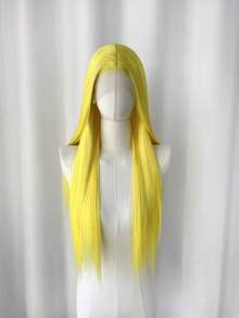 websterwigs Halloween Cosplay Lemon Yellow 13x4 HD Lace Front Wig Hand Tied Transparent Lace Medium Cap For Women Fashion 150% Density - Multicolor - View 7