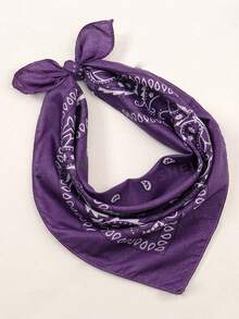 1PC Fashion Versatile Printed Novelty Large Handkerchief Hair Band Denim Suitable For All Seasons Bandana Scarf - Purple - View 3