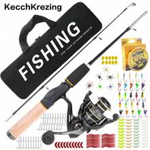 KecchKrezing 2-Section Ice Fishing Rod Set With Ceramic Guides For Smooth Line Flow, EVA Non-Slip Grip, Spinning Reel With Metal Spool For Smooth Line Retrieval, Lure For Attracting Fish, Strong Fishing Line, Tackle Bag For Storage, Professional Winter Hard Water Ice Fishing - Black - View 2
