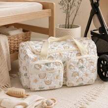 New Quilted Mommy Bag, Handheld Tote With Multiple Pockets, Maternity & Baby Organizer Bag For Short Trips, Stroller Outings And Hospital Bag - Multicolor - View 9