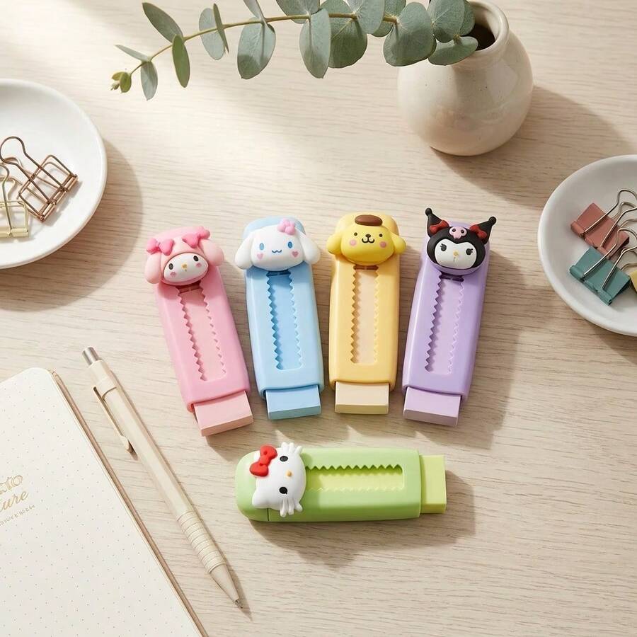Hasbro Penghapus Geser Tarik Bertema Sanrio, Penghapus Dorong-Tarik Berbagai Karakter Kartun, Alat Tulis Kompak dan Menarik untuk Menggambar, Scrapbooking, Menulis Jurnal & Proyek Kerajinan Seni DIY - A - View 1