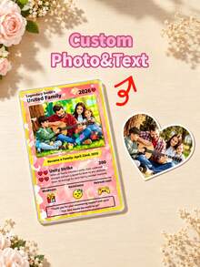 1pc Custom Acrylic Game Card With Photo Text Personalized Family Gift For Mom Dad Kids Cute Trading Card Keepsake For Birthday Anniversary Christmas Couples Custom PVC Wallet Cards Gifts For Pet Lovers - Photo + Engraving - View 2