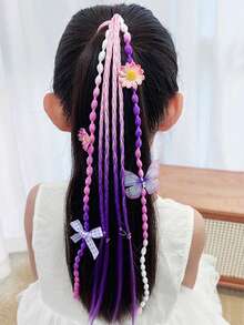 3pcs Multi-Color Hair Extensions Hair Ties, Sweet Cool Boxing Braids Hair Ropes, Sweet Cool Boxing Braids Hair...Ropes, High Ponytail Bubble Braids Hair Ties, Back To School Hair Accessories - Multicolor - View 3
