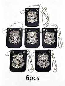 Multi-Piece Set Police Costume Cosplay Badge Theme Party Costume Dress-Up Role Play - A - View 8