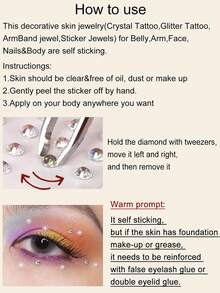 STARTTOOS Halloween Red Multi-Particle 3D Realistic Blood Stain Square Water Drop Geometric Face Rhinestone Stickers, Holiday Gift DIY Music Festival Party Face & Body Decoration - Multicolor - View 7