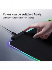 1pc Pure Black Personalized Large RGB Glowing Magic Mouse Pad 80cmx30cmx0.3cm Extra Large Office Desk Mat / RGB 30cmX25cm Computer Desk Gaming Mouse Pad Keyboard Pad Student Desktop Writing Desk Mat Stitched Edge Durable Mouse Pad Computer LED Desk Mat - View 9