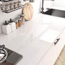 1 Roll White Glossy Vinyl Self-Adhesive Wallpaper, Suitable For Furniture, Kitchen Cabinets, Tables And Waterproof Doors - White - View 5