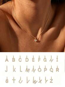 FOREVER QUEEN S925 Silver Necklace, 26 Letters A-Z, 14K Gold Plated, Gift For Girlfriend, Lady, Girl On Valentine's Day - Yellow Gold - View 1