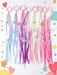 3pcs Multi-Color Hair Extensions Hair Ties, Sweet Cool Boxing Braids Hair Ropes, Sweet Cool Boxing Braids Hair...Ropes, High Ponytail Bubble Braids Hair Ties, Back To School Hair Accessories - Multicolor - View 11