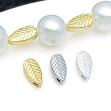 3pcs 18K Gold Plated Leaf Spacer Beads Textured Leaf Beads For DIY Bracelet Necklace Earrings Handmade Jewelry Making Craft Accessories - Multicolor - View 1
