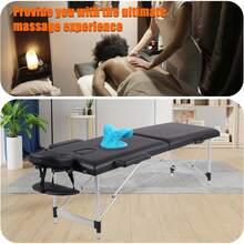 Camilla de Masaje Portátil Negra 213x61x86 cm| Cama Plegable de Aluminio Ajustable con Extensión de Cuello y Orificio Facial| para Masaje Pestañas Tatuaje y Spa de Belleza| Fácil de Transportar - Negro - Ver 6