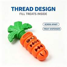 1pc Carrot Dog Chew Toy, Durable For Small And Medium Puppies, Spiral Lock Treat Dispenser - Multicolor - View 1