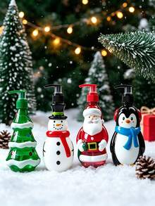 1pc Santa Claus Pattern Soap Dispenser, Refillable Pump Bottle, Suitable For Hand Soap, Shampoo, Body Wash, Screw Cap, Unscented, Bathroom Decor, Christmas Theme Liquid Storage, Bathroom Soap Dispenser, Home, Bathroom Decor, Christmas Gift - B - View 4
