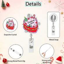 1pc Christmas Video Tape Retractable Rotating Badge Reel ID Holder - Multicolor - View 3
