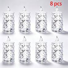 8Pcs Large Diamond-Pattern LED Crystal Candle. This Tea Light Is Perfect For Bedroom Decor During The Autumn And Winter Seasons. Y2K-Style Night Light. It Is Also Suitable For Halloween And Christmas Parties, Or As A Small Gift Or Toy. - Diamond-shaped Candle - View 6