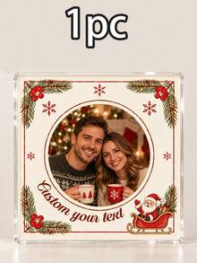 Custom Christmas Photo Magnets, Personalized Family Fridge Magnets, Customized Text Holiday Refrigerator Decorations, Customizable Round Square Picture Magnets, Santa Snowman Theme Keepsake Gifts, Festive Home Decor, Christmas Party Accessories - Style a - View 13
