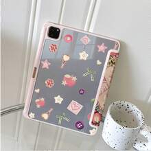 1pc Detachable Magnetic Split Retro Color Block Fruit Button Star Bow Print Double-Sided Tablet Protective Case, Foldable Stand, Multi-Angle Viewing, Suitable For Work And Entertainment, With Pen Slot, Compatible With IPad Pro 2024/Air M3/A16 2025, MatePad - Multicolor - View 7