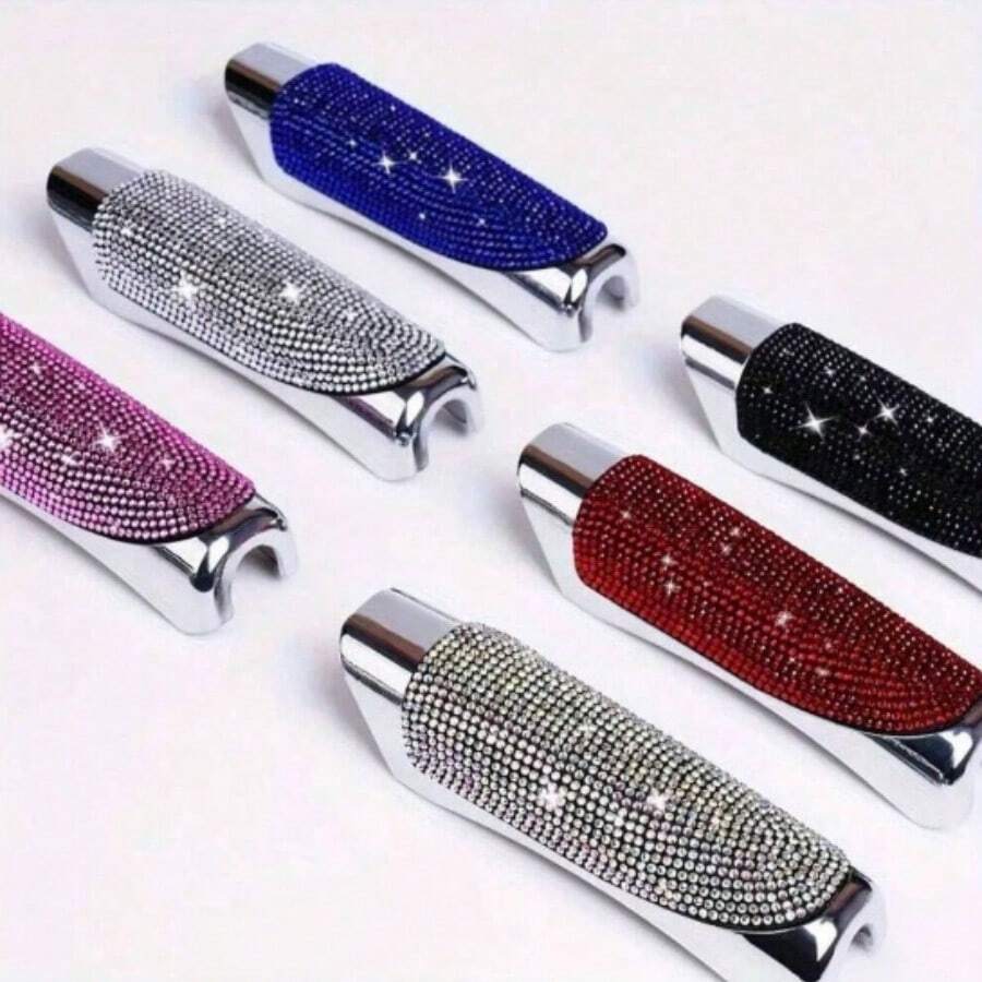 1 Set Car Handbrake Cover And Gear Shift Knob Cover, Rhinestone Crystal Decor Car Interior Accessories, Suitable For Women, Car Accessories (Note Size, Not Suitable For All Models)