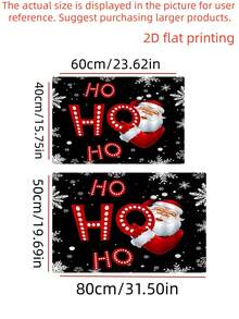 1 buah Keset Pintu Motif Santa Claus 2D Berwarna Cerah - Beludru, Cocok untuk Pintu Masuk Dalam/Luar Ruangan, Lorong, Ruang Tamu, Dapur, Balkon, Ruang Cuci, Dekorasi Rumah Natal yang Penting - A - View 4