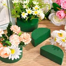 8PCS Round Floral Foam Blocks For Flower Arrangements, Green Foam For Garden Decor And DIY Crafts, 7.3 X 3.4 Cm - Green - View 7