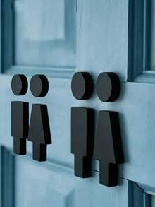 2pcs Premium Wooden Bathroom Sign, Restroom Indicator Suitable For Home, Bar, Cafe And Other Occasions As Birthday, Graduation Gifts - Multicolor - View 10