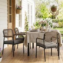 WAHSON OFFICE CHAIRS 2PCS Grey Stackable Outdoor Garden Dining Chairs With Rope Back - Two Grey - View 12