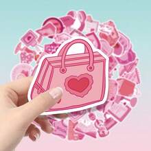 52pcs Pink Book Lover Theme Pattern Stickers Suitable For Decorating Laptop Stickers, Laptop Decals, Electronic Product Shell Decals, Phone Case Graffiti Stickers, Can Be Used For Party Gifts, Holiday Gifts, Easy To Share With Friends - 52pcs - View 4