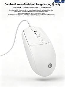 ASUS C10 Wired Optical Mouse, USB Plug And Play Computer Mouse With Ergonomic Grip, 1000 DPI Sensor, 3 Buttons, 1.5 M Cable And Smooth Tracking For Desktop PC, Laptop, Office Work, Home Use And Browsing - View 1