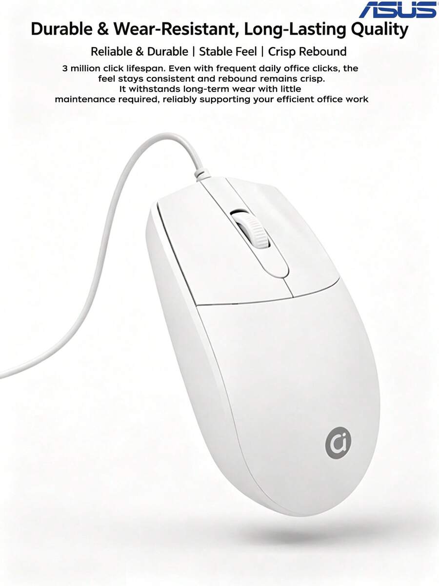 ASUS C10 Wired Optical Mouse, USB Plug And Play Computer Mouse With Ergonomic Grip, 1000 DPI Sensor, 3 Buttons, 1.5 M Cable And Smooth Tracking For Desktop PC, Laptop, Office Work, Home Use And Browsing - View 1