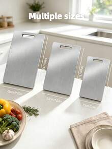 3pcs/1pc High Quality Stainless Steel Double-Sided Cutting Board - Thick, Mold-Resistant, Suitable For Kitchen And Restaurant Use, Easy To Clean With Water - Silver - View 4