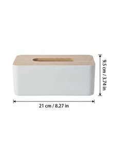 1PC Minimalist Wooden Lid Plastic Tissue Box, Black And White Dual Color Options, Home Dining Table, Office, Hotel Guest Room, Restaurant Tabletop Tissue Box Decor, Bathroom, Vanity, Living Room, Car, Kitchen Essentials, Wedding, Bathroom, Vanity, Back To School, Halloween, Christmas Home Decor. - Multicolor - View 12