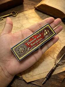 "Poisons And Antidotes" Printed Pill Box, Vintage European Style Pill Dispenser, Portable Pill Dispenser, Precise 1-2 Pill Dispenser, Convenient Medication Storage Box, Easy-To-Use Design, Plastic Material, Portable Travel Pill Box, Dispensing Box, Large Capacity Medication Box, Christmas Gift, Gift For Friends - Multicolor - View 4