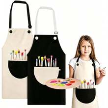 Children's Apron, Adjustable Waterproof Painting Apron With Pockets, Boys & Girls Painting, Cooking, Baking, Gardening, Craft Apron - Multicolor - View 2