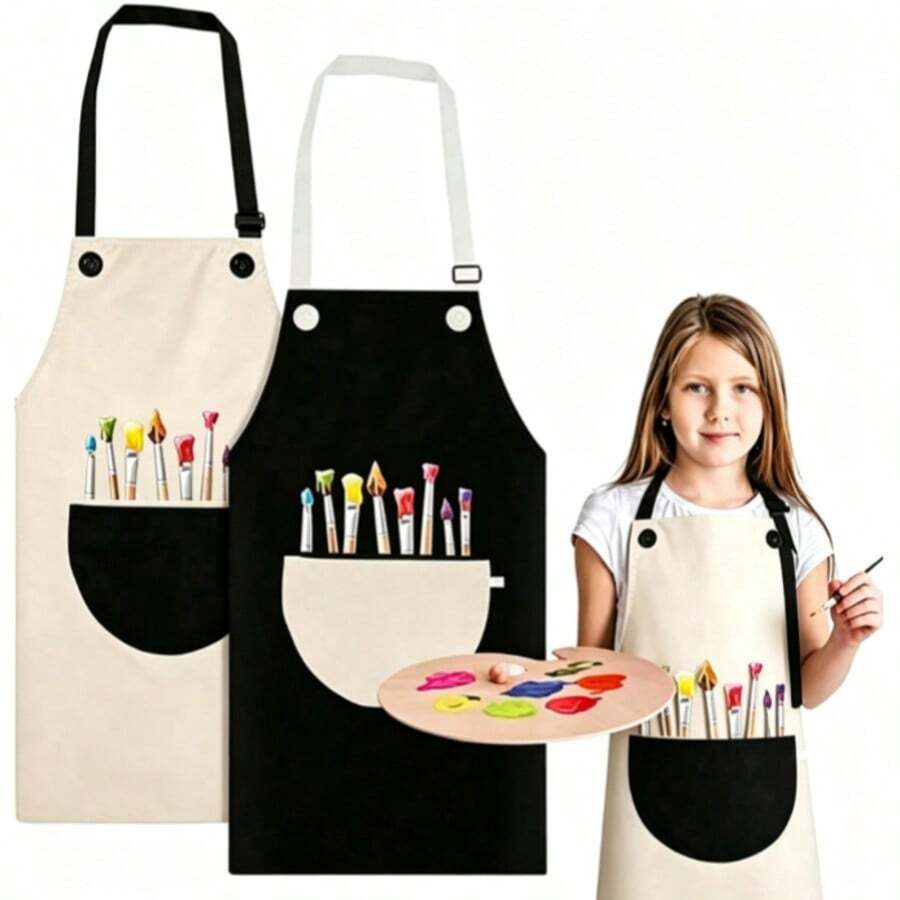 Children's Apron, Adjustable Waterproof Painting Apron With Pockets, Boys & Girls Painting, Cooking, Baking, Gardening, Craft Apron