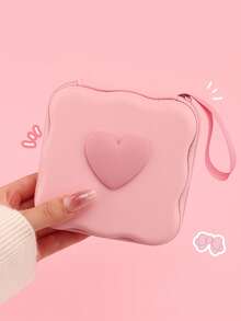 Cute Square Wavy Large Capacity Cable Organizer Bag, Suitable For CCD Camera, Charger And Earphones, Portable Travel Digital Storage Box, Solid Color - Multicolor - View 5
