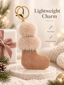 Autumn/Winter New Cute Fashion Personalized Pom Pom Christmas Sock Pendant Mini Boots Charm Fashion Versatile Keychain Designer Style Suitable For Girls Gift - Multicolor - View 9