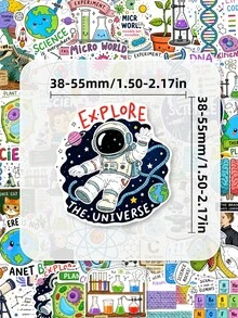 50Pcs Funny Science Sticker Pack, Chemistry Biology Physics Laboratory Graphic Decals, Educational STEM Decor Stickers For Water Bottle, Laptop, Notebook, Journal, Scrapbook & DIY Crafts - Multicolor - View 5