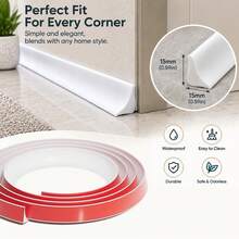 1PC 9.5FT Self Adhesive Corner Trim Strip TPE Flexible Wall Edge Molding, Waterproof Inner Corner Line For Wall Floor Joint, Dustproof Decorative Cove Trim, Easy Clean PVC Style Trim For Kitchen Bathroom Living Room Home Decoration - Multicolor - View 6
