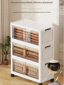 Multifunctional Foldable Storage Cabinet Plastic Multi-Layer Baby Wardrobe Storage Organizer Shelf - Multicolor - View 7