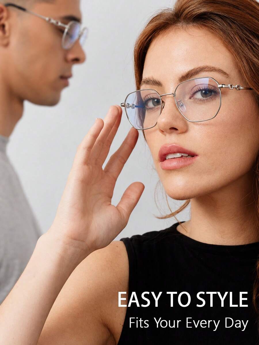 Blue Light Filtering Glasses, Subtle Vintage Style; Designed To Filter Blue Light Emitted From Screens. Includes Glasses Case. Ideal For Office, Study Or Creating A Look. - Glasses [Light Vintage Style] - View 1
