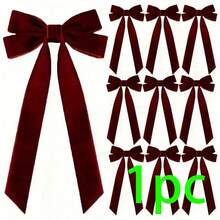 1/5/10pcs Christmas Tree Bows - Holiday Ribbon Gift Bows, Suitable For Holiday Wreaths, Decorations And Rustic Crafts, No Feathers, Glossy Surface, Perfect For Gift Wrapping And DIY Projects, Christmas Tree Decoration Velvet Ribbon, Christmas Tree Bows - Multicolor - View 17