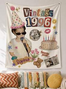 Personalized Vintage 30th Birthday Party Backdrop, Customized Childhood Photo Disco Birthday Party Background, Birthday Tapestry Party Decoration - Multicolor - View 9