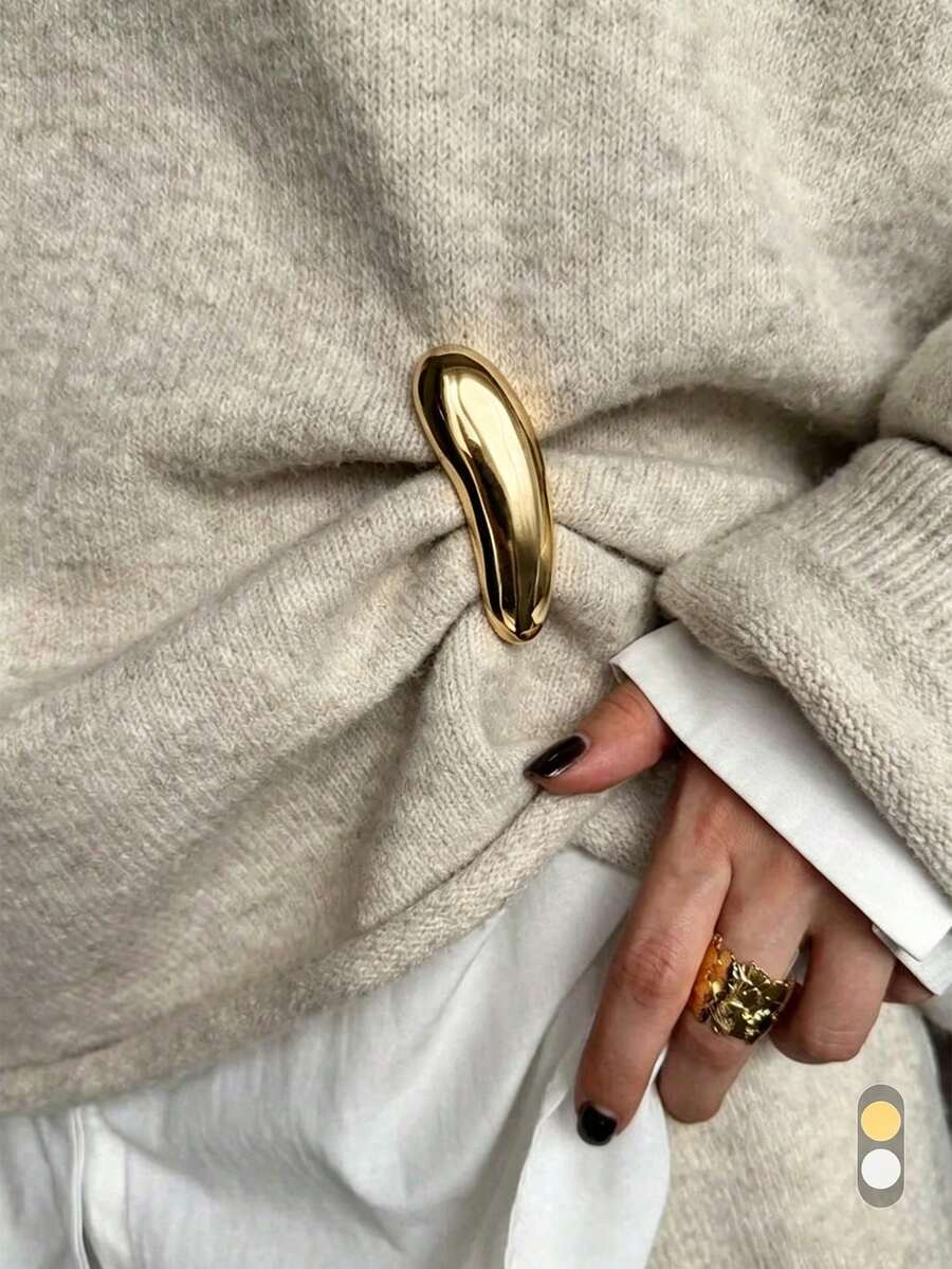 1枚女士简约金属光泽胸针，时尚高端配饰，可装饰连衣裙和外套 - 彩色 - 查看 1