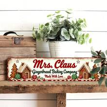 2D Flat, 1pc Vintage Mrs. Claus Gingerbread Bakery Metal Sign, Christmas Selection, Holiday Decoration, Gingerbread House Inspired Wall, For Christmas Decor, Kitchen, Home, Living Room, Decorative Sign (Random Style) - A - View 6