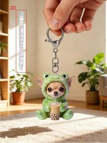 2D Flat Puppy, Kitten, Koala Pattern Keychain, Cute Dressed Animal Drinking Milk Tea Keychain, Beautiful Fashionable Key Ring Wallet Handbag Decoration, Fashionable Dressed Animal Drinking Milk Tea Party Keychain, Novel Acrylic Design Key Ring Decoration, Durable And Lightweight, Suitable For Car Keychain, Phone Keychain, Backpack And Wallet Keychain Decoration - Can Be Used As Birthday Gift, Pet Lover Keychain Car Key Bag Pendant - Multicolor - View 8